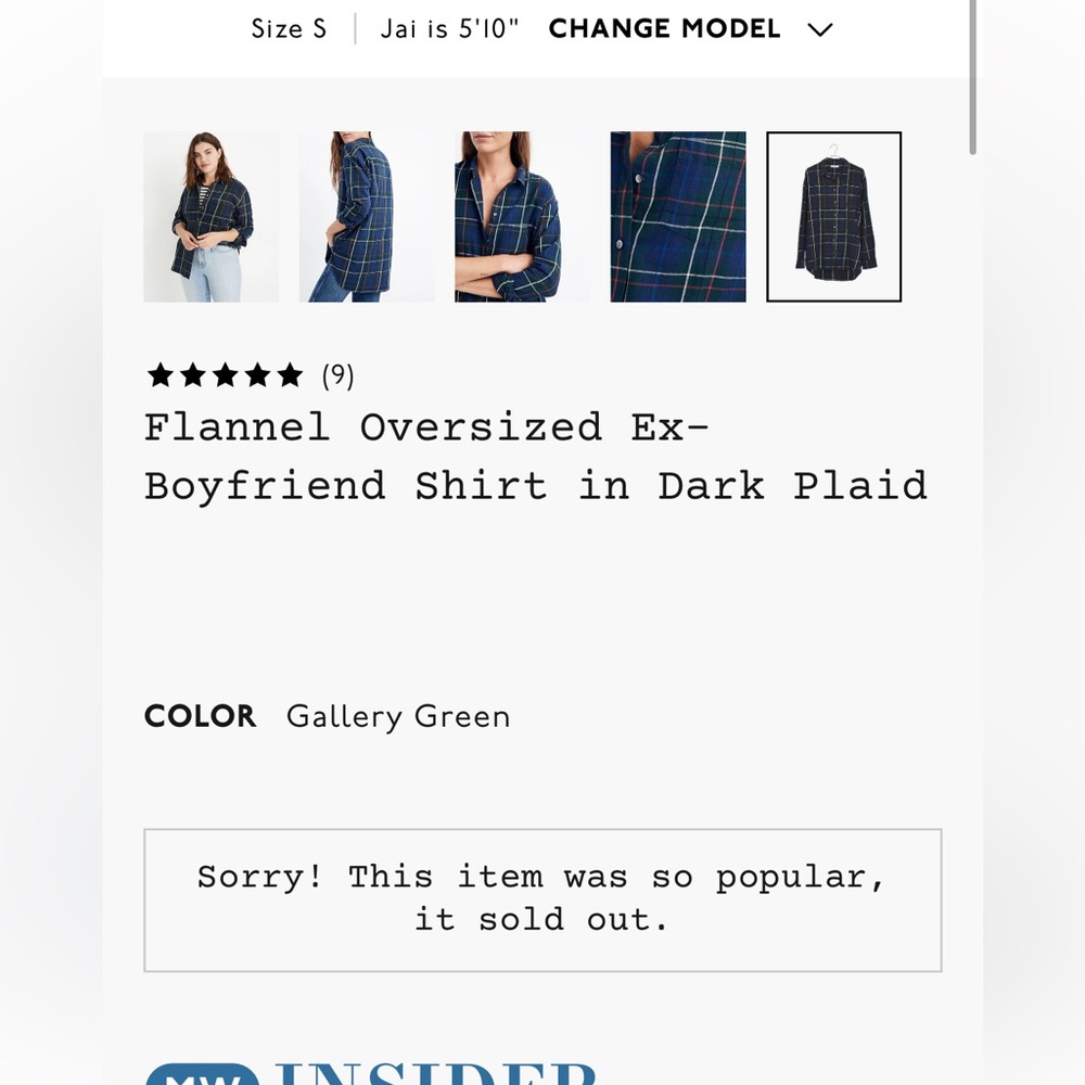 Madewell Flannel Oversized Ex-Boyfriend Shirt in Dark Plaid size small - Picture 6 of 12